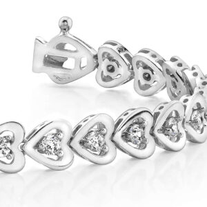 Diamond Heart Link Bracelet Available In 14K 18K Yellow White Or Platinum