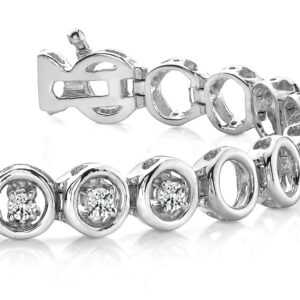 Circle Link Diamond Bracelet In Yellow White Gold Or Platinum