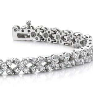 Diamond Round Flower Bracelet Available In White Yellow And Rose