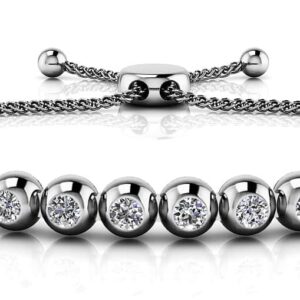 Adjustable Bezel Set Diamond Tennis Bracelet In 14K 18K White Yellow Or Rose Gold