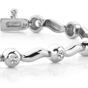 Wavy Link Diamond Bracelet In 14K 18K White Yellow Rose Gold Or Platinum