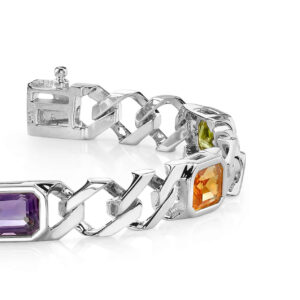 Classic Gold And Octagon Shaped Gemstone Bracelet