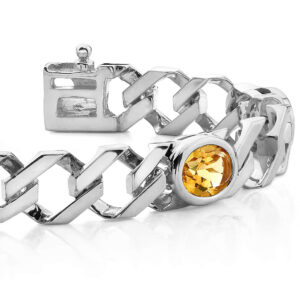 Figaro Link Colored Stone Bracelet In White Gold Yellow Gold And Platinum