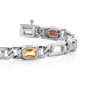 Octagon Colored Stone Bracelet Available In White Yellow Rose Gold Or Platinum