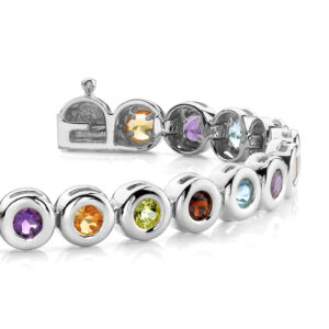 Round Colored Stone Bracelet In Yellow Gold White Gold And Platinum