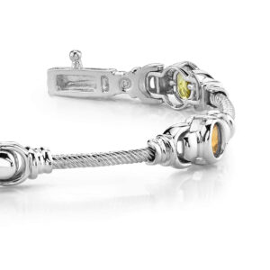 Single Cable Link Colored Stone Bracelet