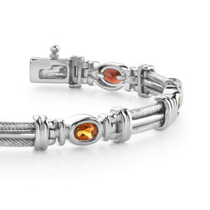 Colored Stone Closed Track Link Bracelet In Yellow Gold White Gold And Platinum