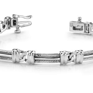 Chain Link Mens Cable Bracelet In Platinum Or Gold