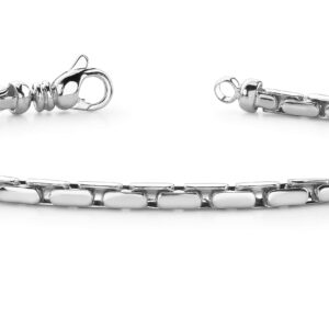 Small Flat Oval Link Metal Bracelet In 14K 18K White Yellow Gold Platinum