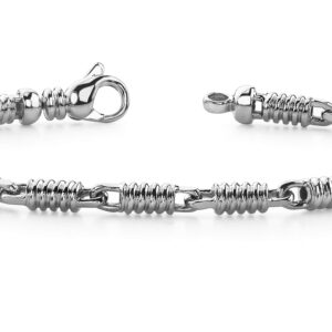 Two Tone Spiral Link Bracelet In 14K 18K White Yellow Or Rose Gold