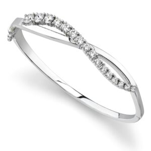Curved Accent Diamond Journey Bangle Available In White Yellow And Rose