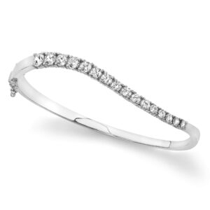 Curved Diamond Journey Bangle Available In Gold Or Platinum