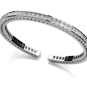 Princess Cut Flexible Diamond Bangle Bracelet In Yellow White Gold Or Platinum