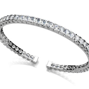 Classic Four Prong Flexible Diamond Bangle In White Gold Yellow Gold Or Platinum