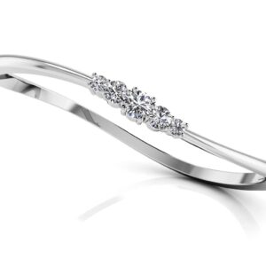 Fancy Five Curved Diamond Bangle In White Yellow Or Rose Gold