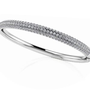 Triple Row Diamond Bangle In 14K 18K White Gold Yellow Gold Or Platinum
