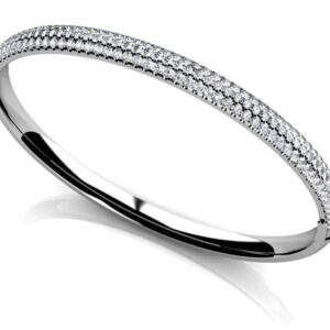 Three Row Pave Diamond Bangle Available In White Yellow And Rose