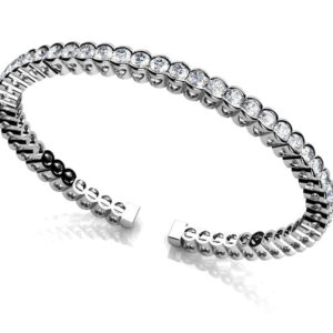 Half Bezel Set Flexible Diamond Bangle In White Gold Yellow Gold Or Platinum