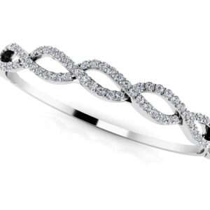 Diamond Woven Rope Bangle In 14K 18K Yellow Gold White Gold Or Platinum