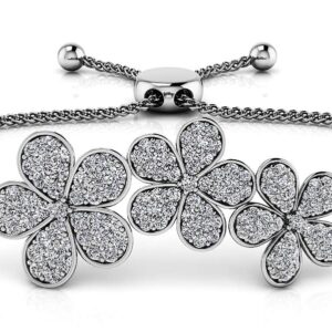 Three Flower Diamond Adjustable Bracelet