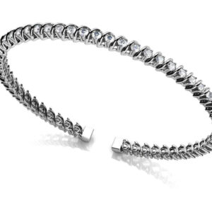 Swirl Link Flexible Bangle In 14K 18K White Yellow Rose Gold Or Platinum