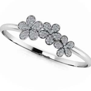 Three Flower Bangle In Platinum Or Gold