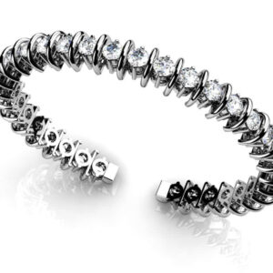 Two Prong Flexible Diamond Bangle In 14K 18K Gold And Platinum