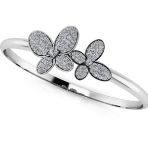 Enchanting Diamond Butterfly Bangle In Gold Or Platinum