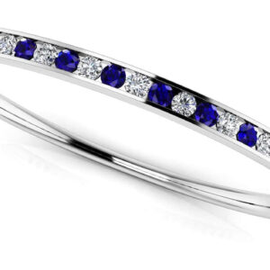 Channel Diamond and Gemstone Bangle Bracelet
