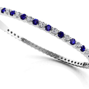Shared Prong Diamond and Gemstone Bangle Bracelet