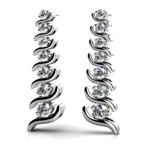 Graduated S Link Diamond Drop Earrings Available In Gold Or Platinum