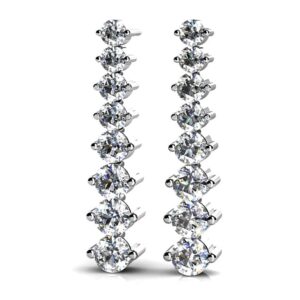 Graduated Diamond Drop Earrings In 14K 18K White Yellow Rose Gold Or Platinum