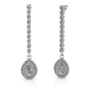 Forever Sparkling Diamond Pear Drop Earrings In White Yellow Gold Or Platinum