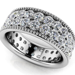 Milgrain Edge Double Row Eternity Ring In Platinum Or Gold