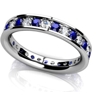 Classic Single Row Gemstone Eternity Ring In White Gold Yellow Gold Or Platinum