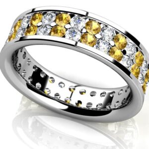 Double Row Channel Set Gemstone Eternity Ring Available In Platinum Or Gold