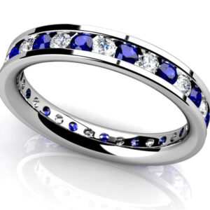 Devoted Channel Set Gemstone Eternity Band In White Gold Yellow Gold And Platinum