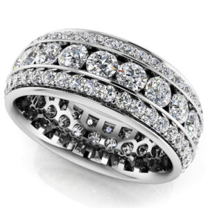 Three Row Round Diamond Eternity Band In Platinum Or Gold