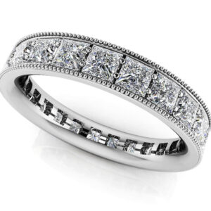 Vintage Princess Cut Diamond Eternity Ring In Yellow White Gold Or Platinum