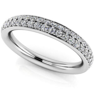 Double Row Diamond Eternity Wedding Band In White Yellow Gold Or Platinum