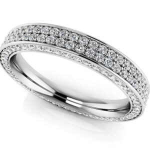 Double Row Prong Set Eternity Band Available In White Yellow And Rose