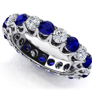 Unique Shared Prong Diamond And Gems Eternity Ring In Gold Or Platinum