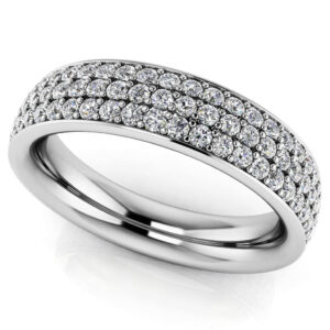 Enchanting Three Row Eternity Wedding Band Available In White Yellow And Rose