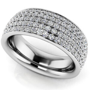 Glamorous Five Row Eternity Ring In White Gold Yellow Gold Or Platinum