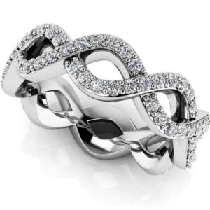 Woven Band Diamond Eternity In 14K 18K White Yellow Or Rose Gold