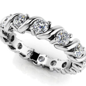 Swirl Frame Twist Diamond Eternity Band Available In White Yellow And Rose