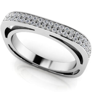 Double Row Square Yellow Gold Or White Gold Eternity Band