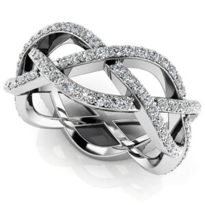 Stylish Woven Diamond Eternity Ring Available In 14K 18K Yellow White Or Platinum