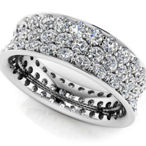 Concave 3 Row Diamond Eternity Ring In 14K 18K Yellow White Or Rose Gold