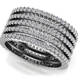 Five Stacked Eternity Ring In 14K 18K White Yellow Rose Gold Or Platinum